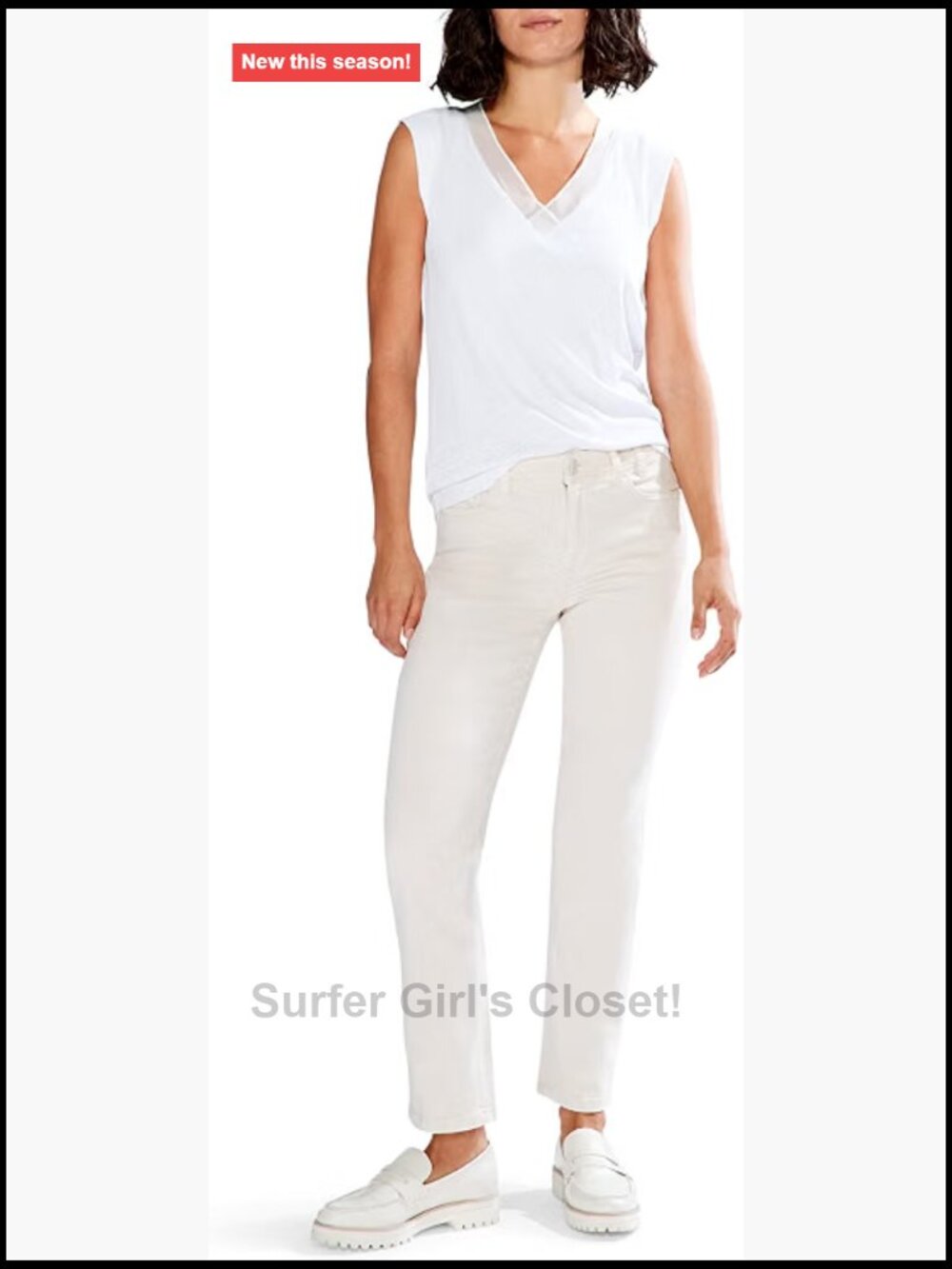 NIC+ZOE Drapey Rib Mesh Trim Tank Size Medium Sleeveless V-Neck
